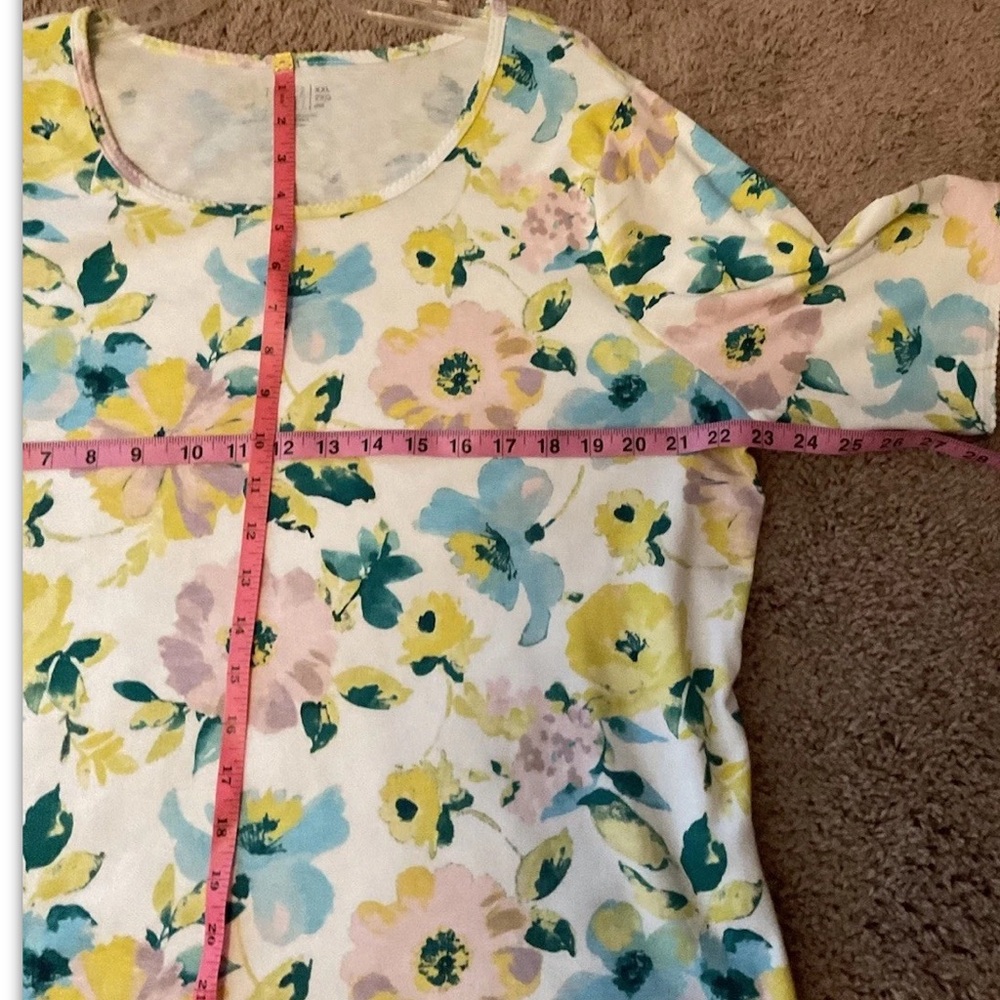 Time & True Top Womens XXL Floral All Over Print Short Sleeve - Picture 7 of 9